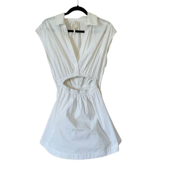 By Anthropologie Short-Sleeve Cutout Mini Dress White Size Small - Picture 1 of 14